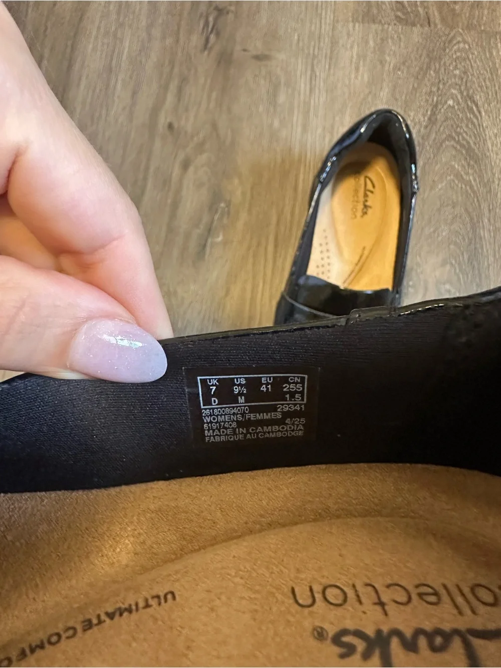 Clarks Black Patent Slip-On Loafers for Women